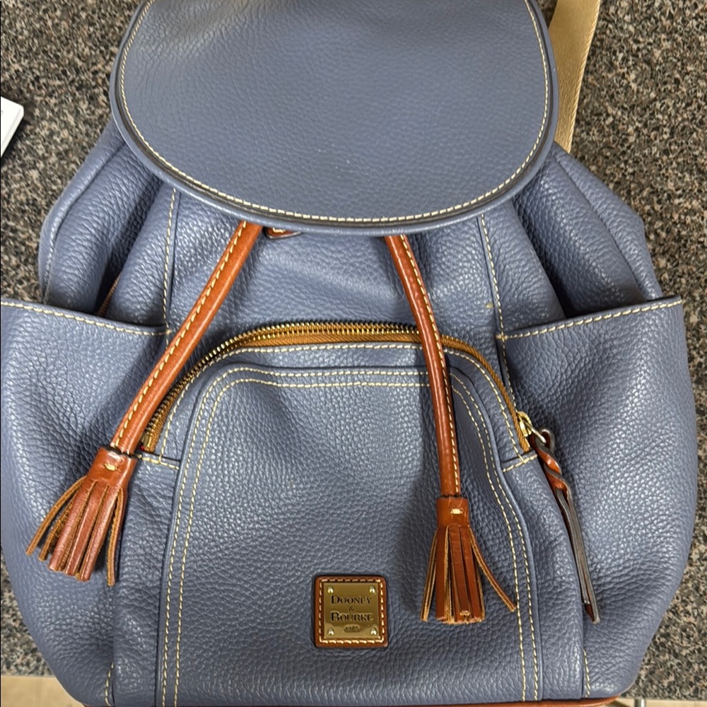 Dooney & Bourke Blue and Brown Leather Backpack